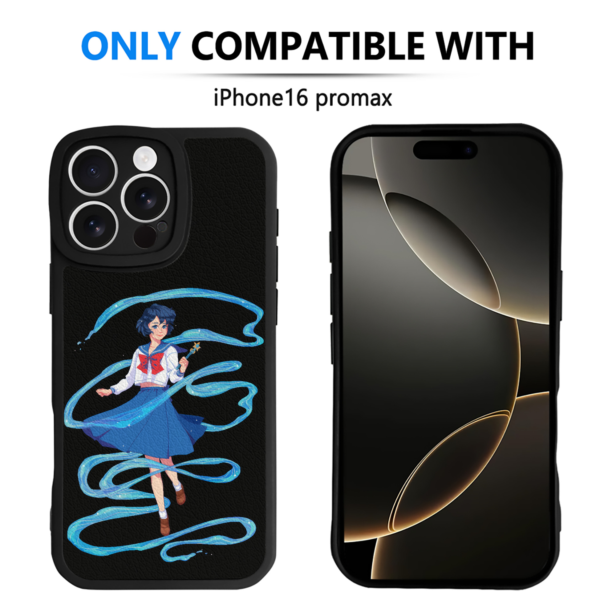 （画像用） 美少女戦士セーラームーン 水野 亜美 みずの あみ Sailor Moon Mizuno Ami 【iPhone 16シリーズ対応】シリコンスマホケース（レザー調） 材質：シリコン